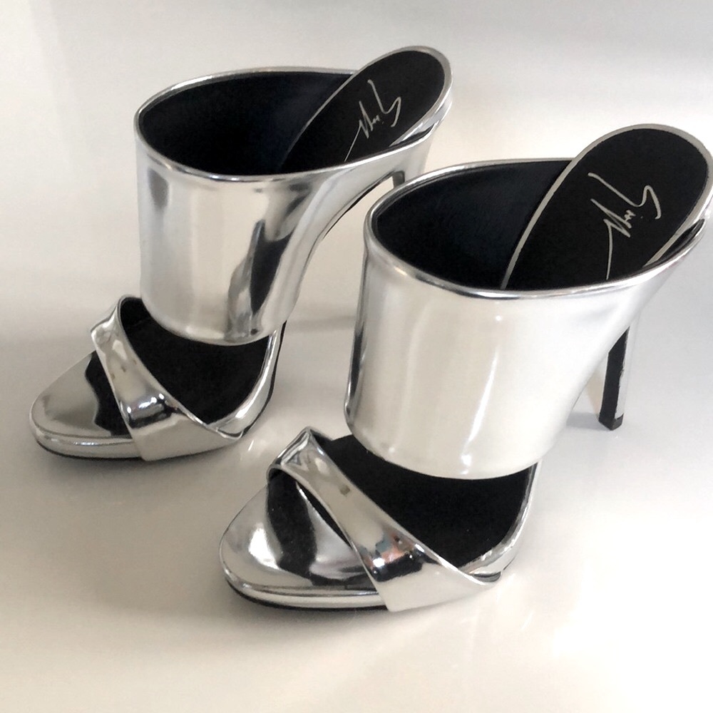 Giuseppe Zanotti Silver Metallic High Heel Mules